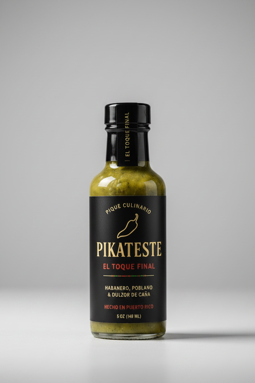 Botella artesanal de Pikateste — Pique culinario de Puerto Rico
